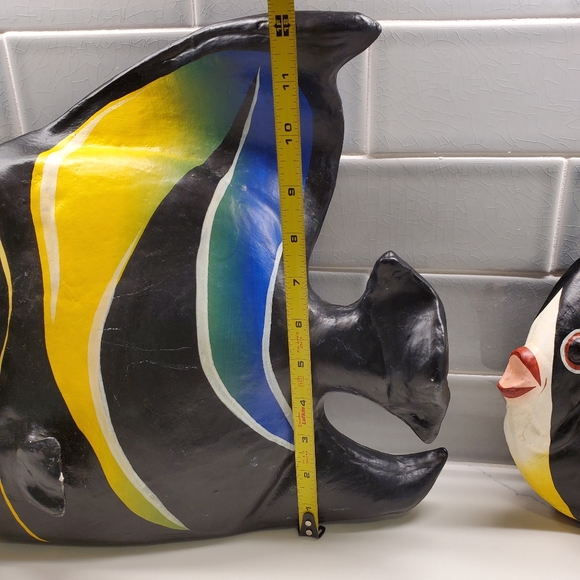 Tropical fish, paper mache, set of 3 - Picture 9 of 17